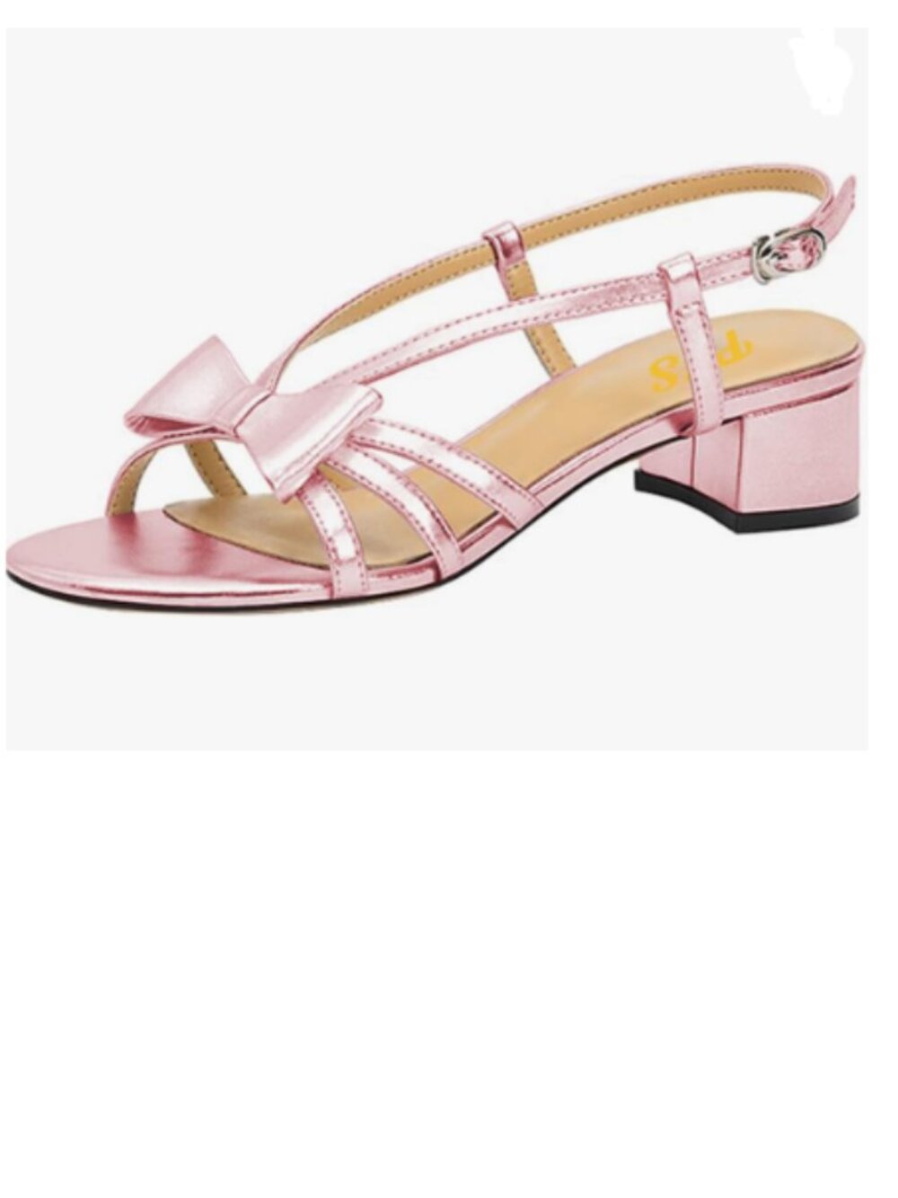 FYS Pink Bow Open Toe Sandals Chunky Block Low Heel Slingbacks Slip on Prom Shoe